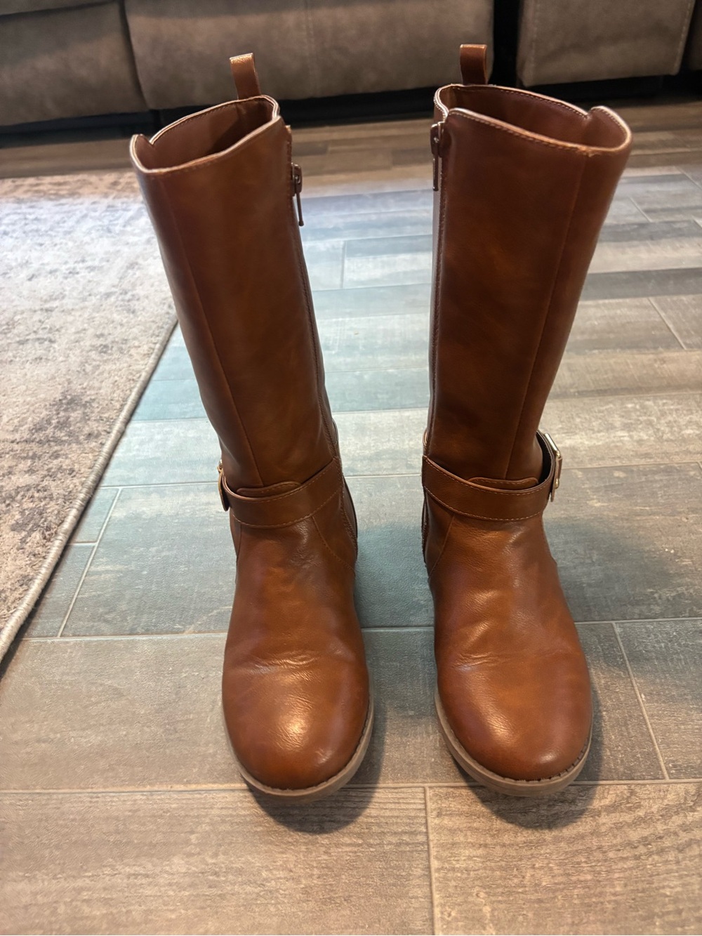 The Children's Place Tan Brown Tall Kids Riding Boots - Picture 2 of 4